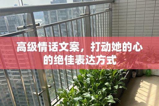 高级情话文案，打动她的心的绝佳表达方式